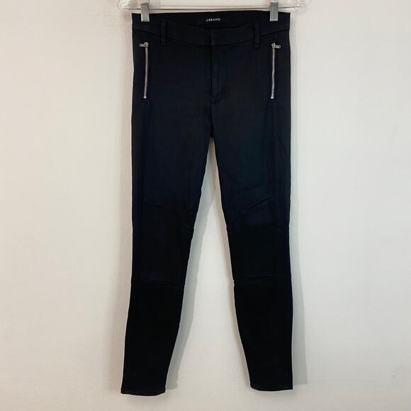J Brand Skinny Jeans Zip Lacquered Sheen Black - Picture 1 of 9